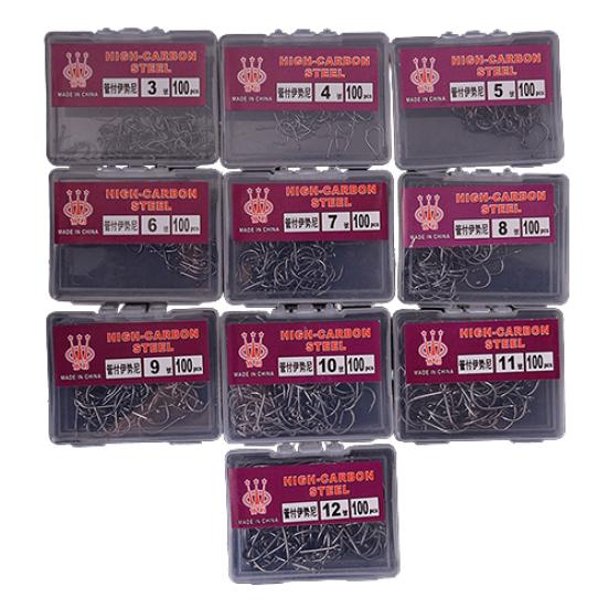 1000 шт., 10 размеров, наживка для рыбалки, заточенный крючок, рыболовные снасти, джиг с коробкой