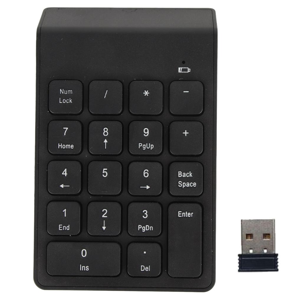 Wireless Number Pad USB Receiver Black 18 Keys Waterproof Battery Powered Numeric Keypad for Gaming