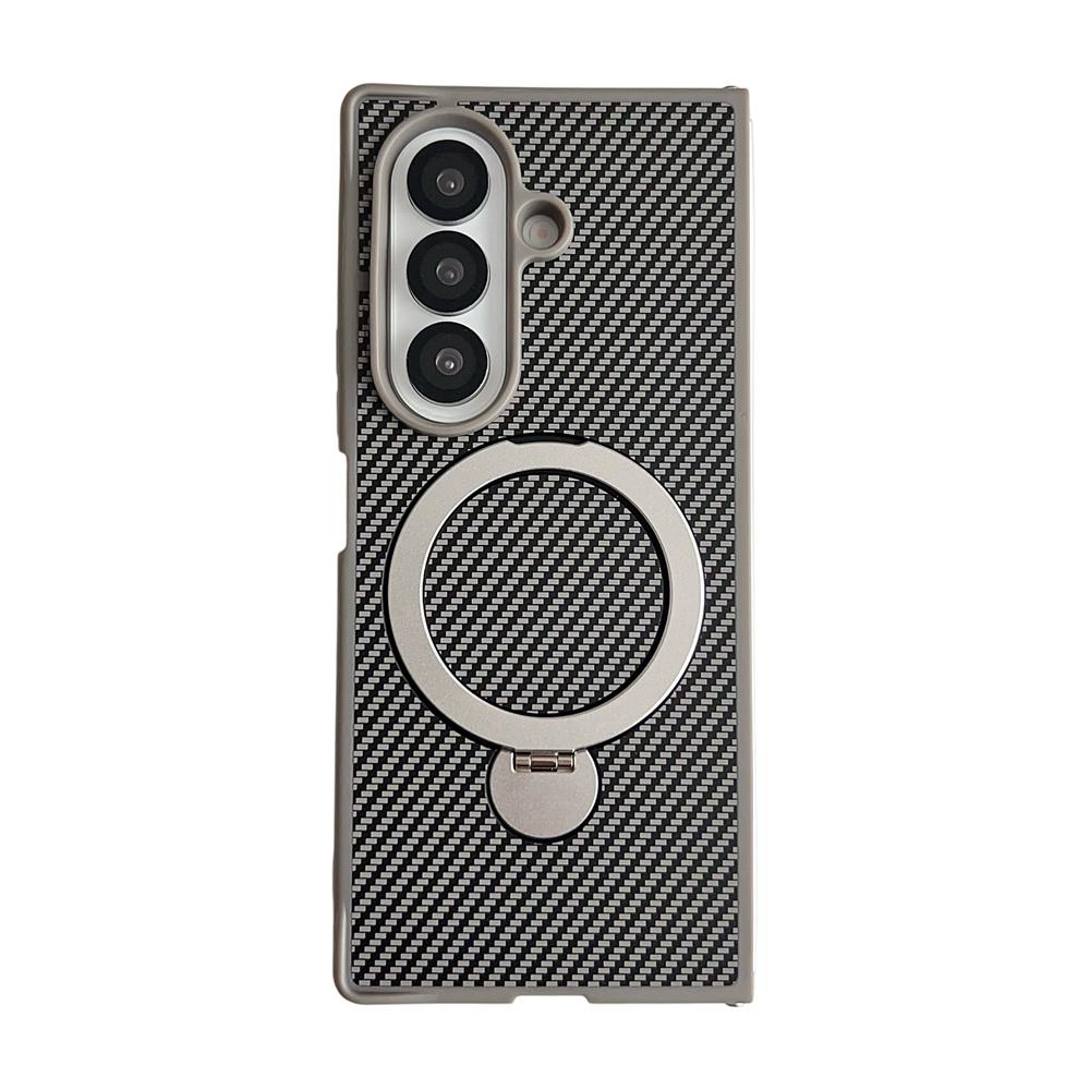 Магнитный чехол-подставка из карбоновой кожи с вращением на 360° для Samsung Galaxy Z Fold 7 6 5 4 5G Для зарядки Magsafe
