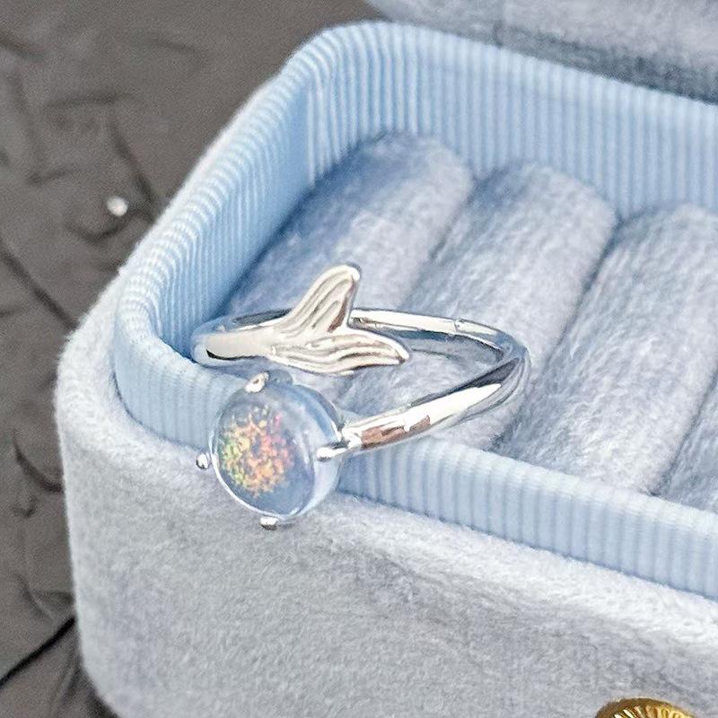 Moonstone Series Opening Adjustable Ring Personality High Sense Simple Light Luxury Niche High Sense Jewelry