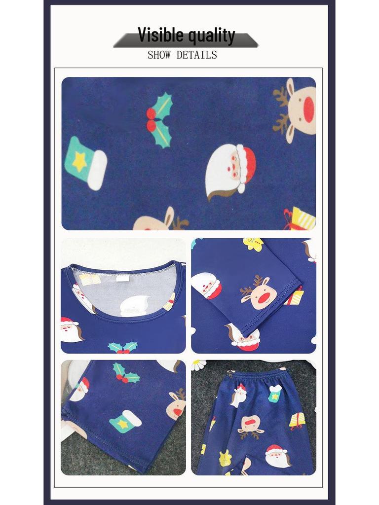 Women's Spring & Autumn Cartoon Santa Claus Pajama Set - Small Size, Long Sleeve Home Wear