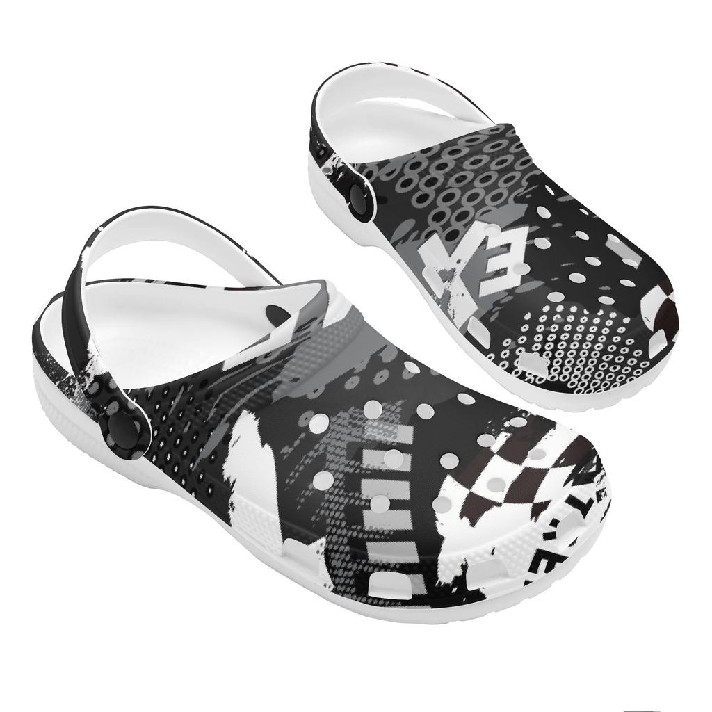 White Printed EVA Clogs Women Men Breathable Lightweight Slip On Garden Beach Pool Bathroom Home Casual Shoes Beach Travel Wear