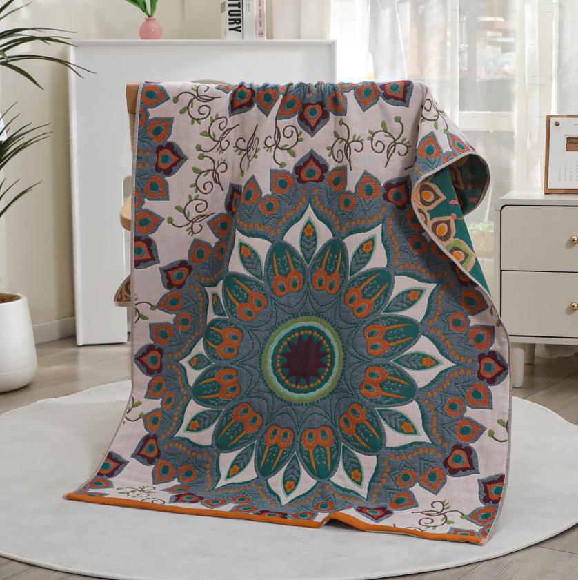 Multi-Layer Gauze Cotton Bath Towel Soft And Comfortable Beach Towel Ethnic Style Sun God Skin-Friendly Water Absorption