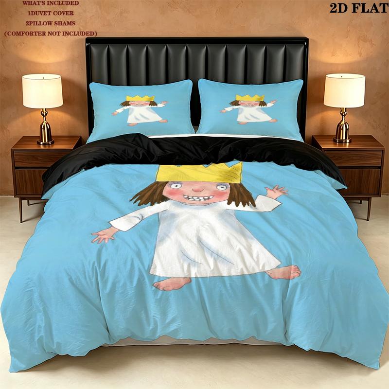 Kleine Prinzessin Pattern Bedding uilt Set uilt Cover Pillowcase Home Decoration Birthday Gift (1 * duvet cover + 2 * pillowcase without core)