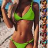 Женский сексуальный модный обтягивающий бикини сплошной цвет из двух частей разделенный купальник