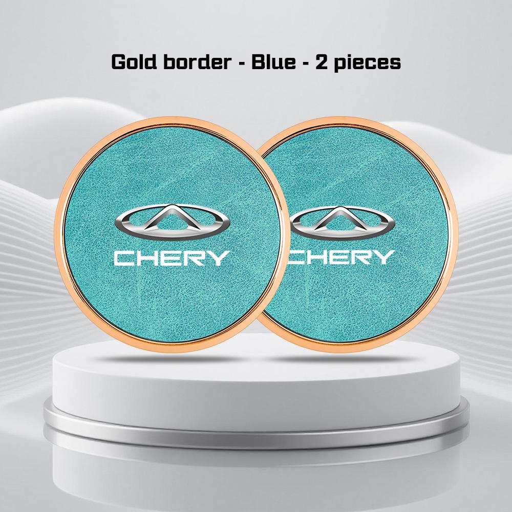 For Chery Tiggo 8 9 7 5 5X 3X Arrizo 8 5 Fulwin T9 A8 T8 T10 A9 Car Leather Coaster Anti-slip Mat Alloy Side Car Water Cup Pad NN2