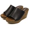 Made In Japan High Wedge Sandals Mules 8cm Heel Covered Sandals Mules 92970 Black LL [ArchContact]
