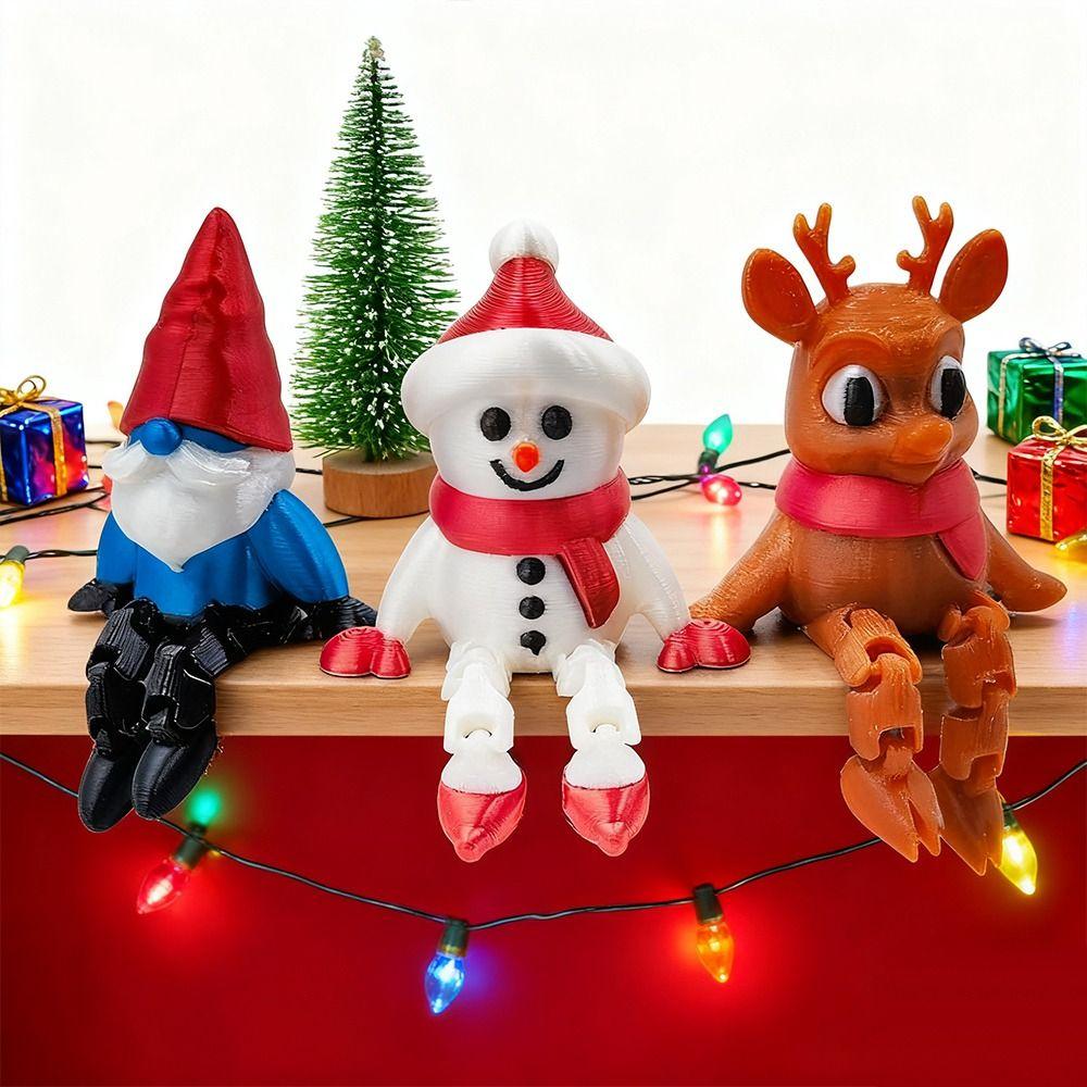 Snowman Elk Christmas Decoration 3D Printing Figurines Ornaments  Holiday Display