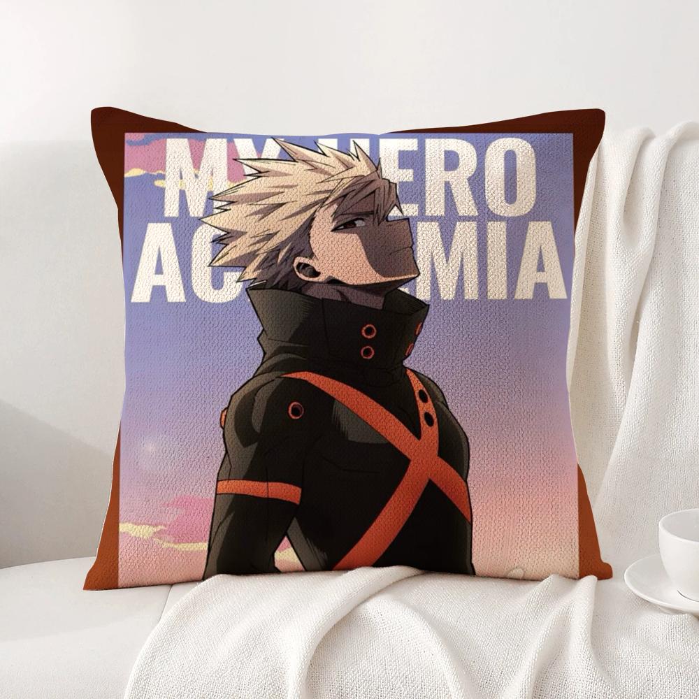 Чехол на подушку M-My Hero Academia Летняя прохлада Льняная ткань Двусторонний принт Наволочка Декор для дивана и дома Подарок