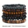 TEMU New Coconut Shell Wood Bead Beaded Elastic Line Men's Bracelet Bracelet Bracelet