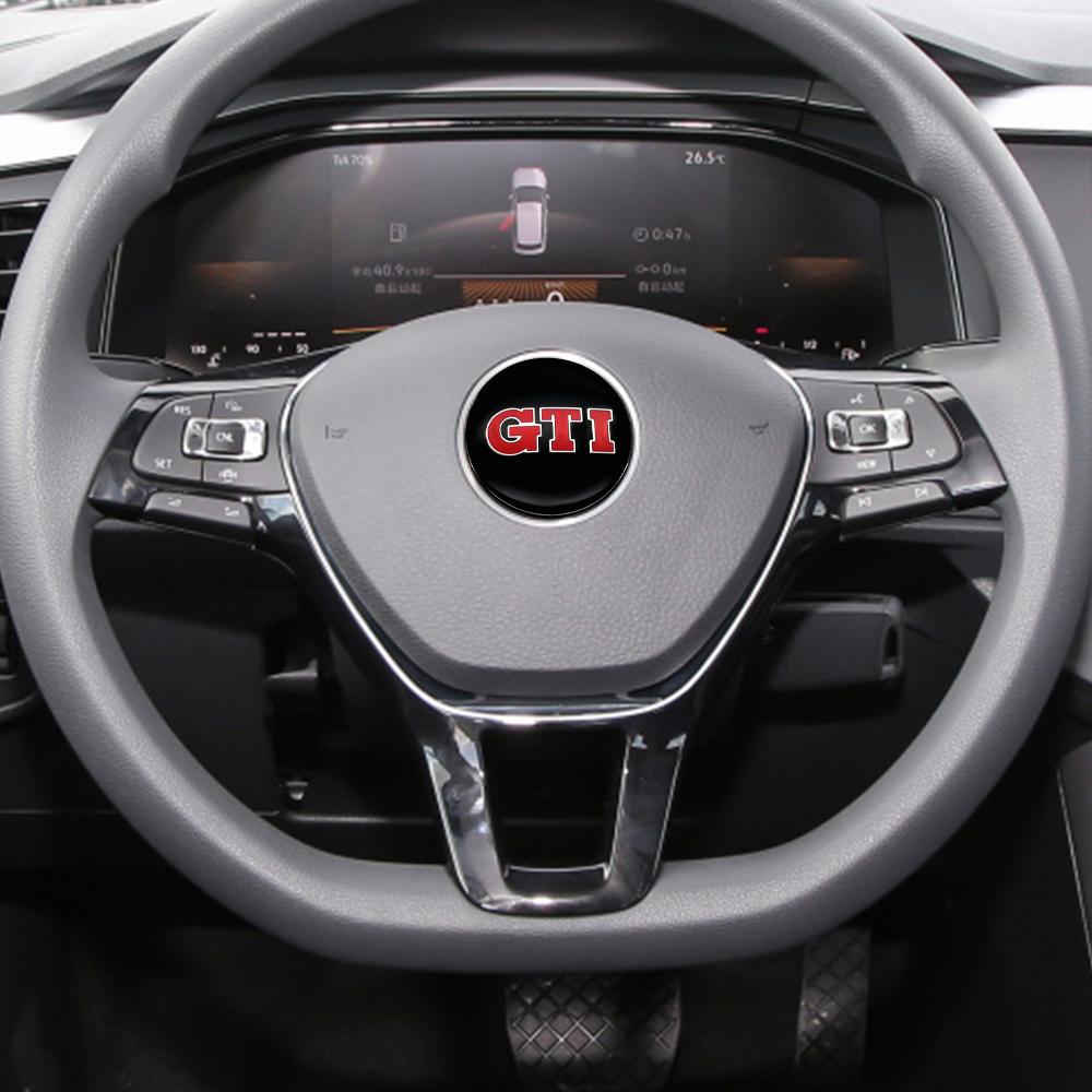 3D Aluminum 45/50MM Car Steering Wheel Emblem Sticker For Volkswagen VW R GTI ABT Golf Polo Tiguan Passat Sharan 4 Motion Touran ZG9
