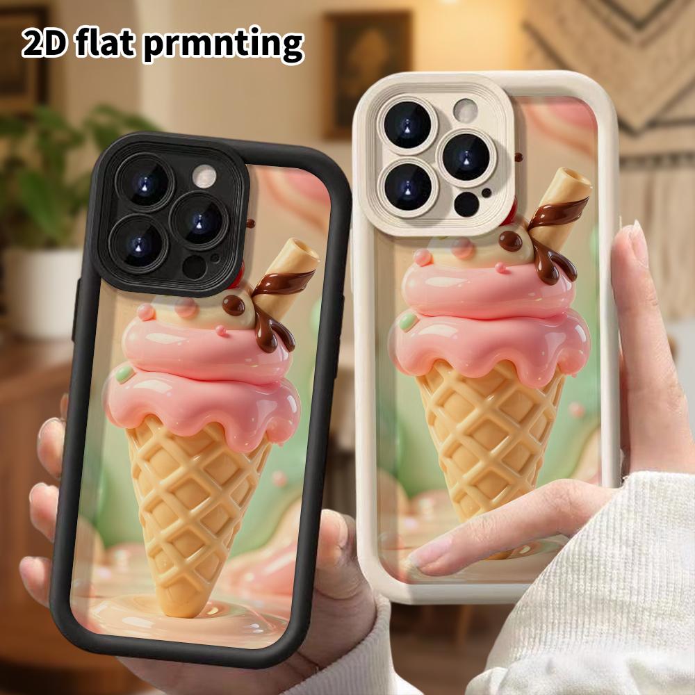 Чехол для телефона: 2D плоский дизайн, подходит для защитного чехла iPhone 18 17 16 15 14 13Pro, рожок для мороженого, идеальный подарок на Рождество и Хэллоуин