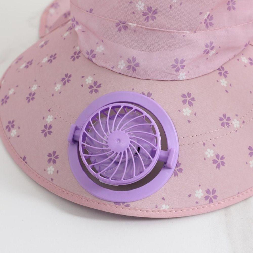 USB Charging Solar Fan Cap Anti-UV Cooling Fan Hat Women Sun Hat Fisherman Hat Summer Season