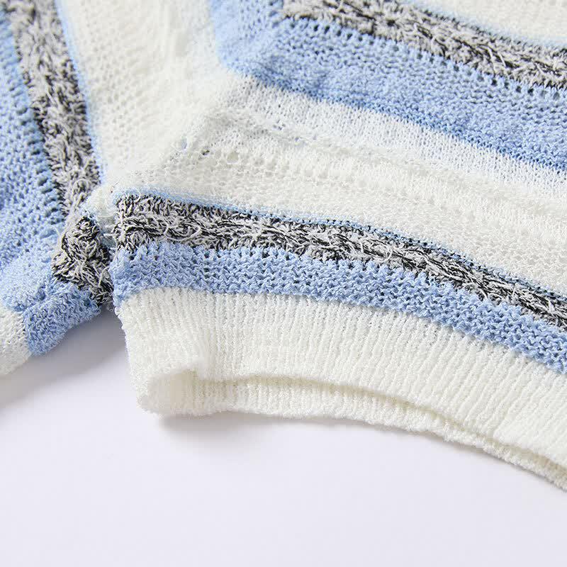 Women's Striped Polo Knit Top