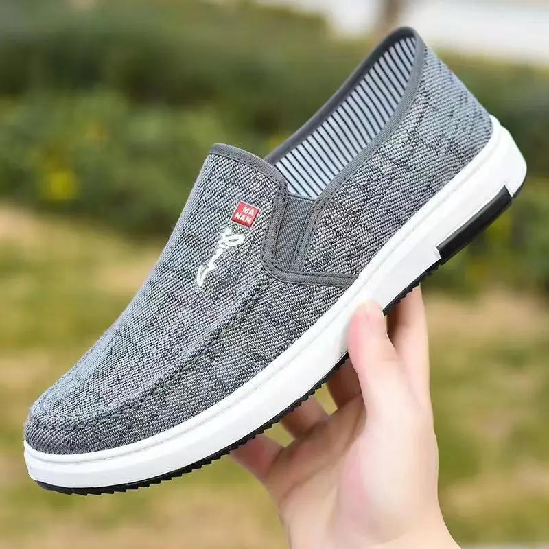 2024 Men's Canvas Soft Sole Shoes Round Toe Casual Breathable Comfortable Durable Men's Cloth Shoes Oxford Sports Shoes