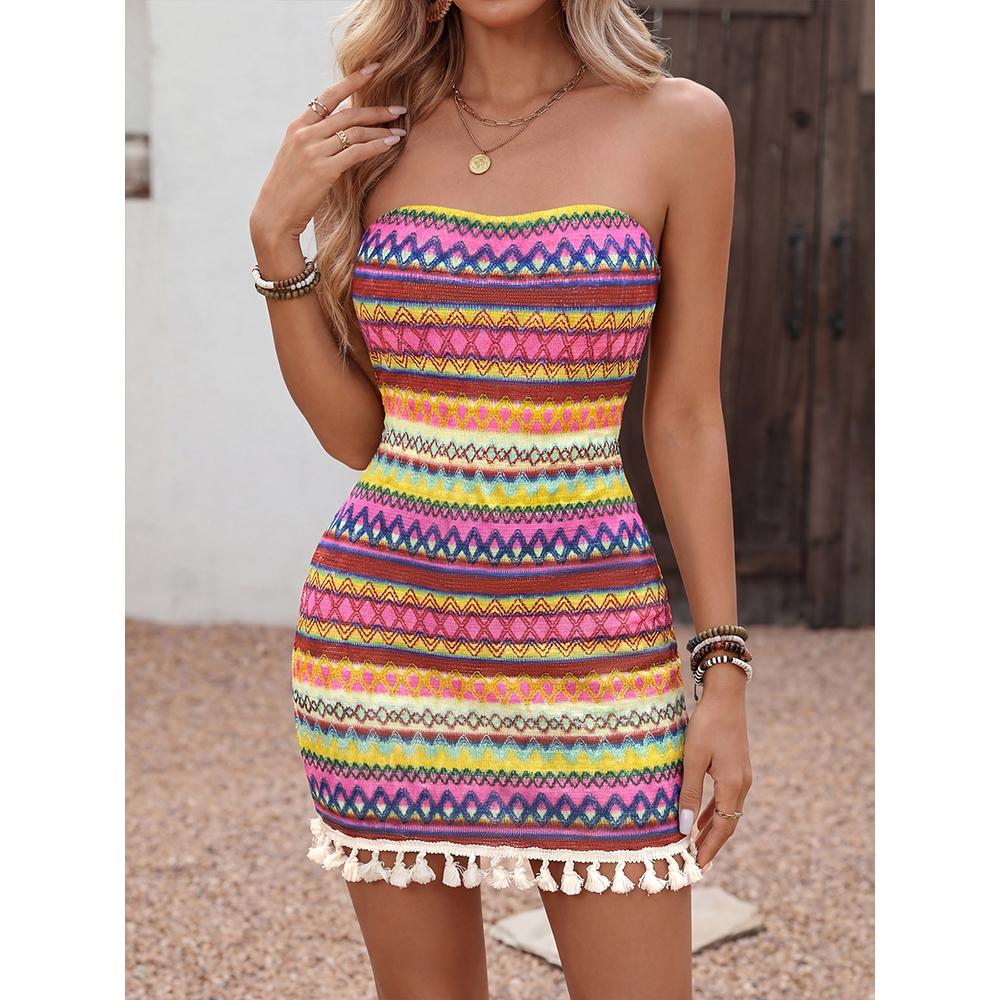 Women's Sleeveless Strapless Bodycon Dress Mini Short Fashion Dress, Perfect for Casual Vacations