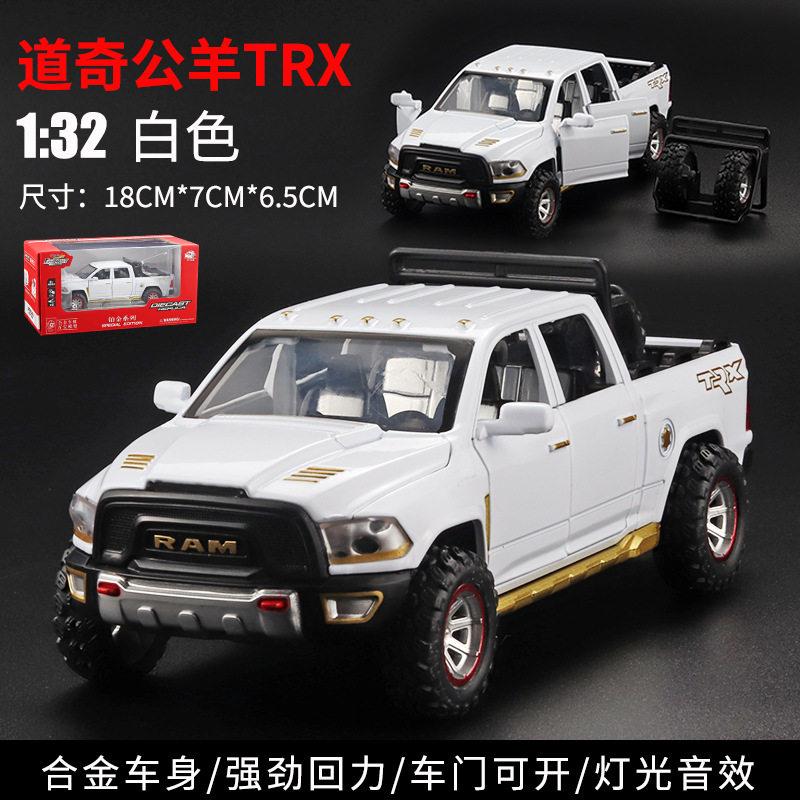 1:32 Dodge Ram TRX Off Road Modified Pickup Truck Alloy Metal Diecast Model Car Sound And Light Pull Back Toy Collectibles Gifts