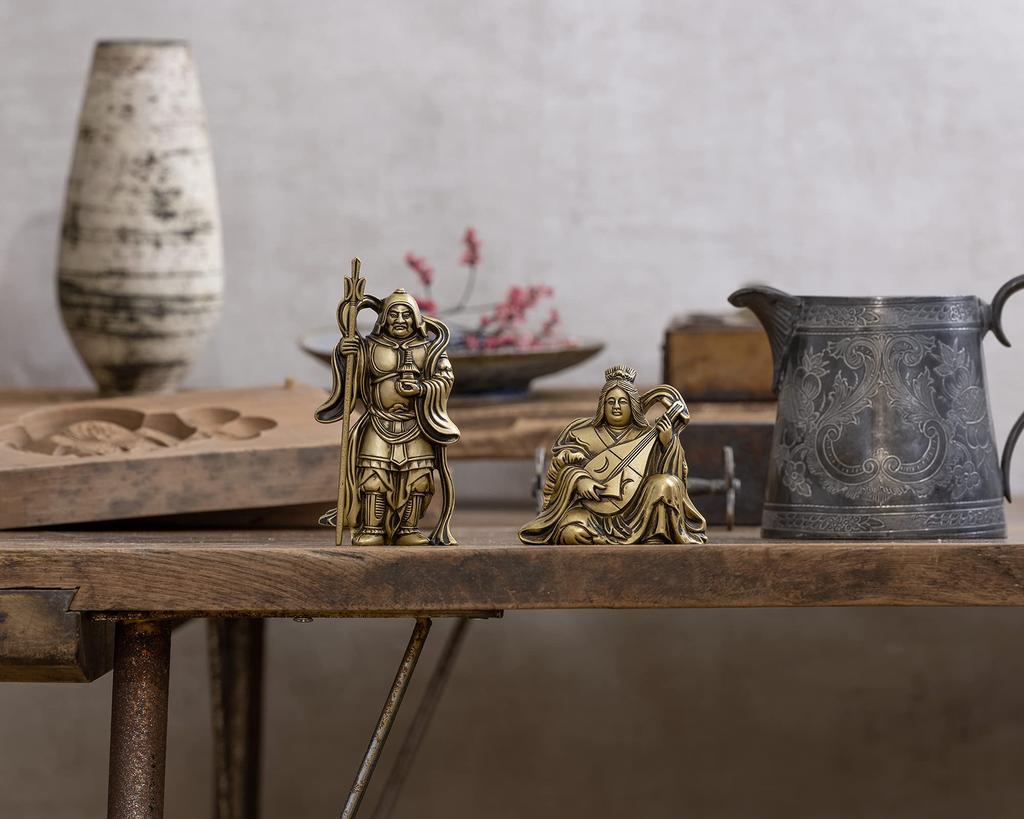 Seven Lucky Gods of Good Luck Bishamonten Silky Gold Buddhist Hideun Makita Buddha Statue Ornament Takaoka Copperware Sculptor Prototype_Kobiki