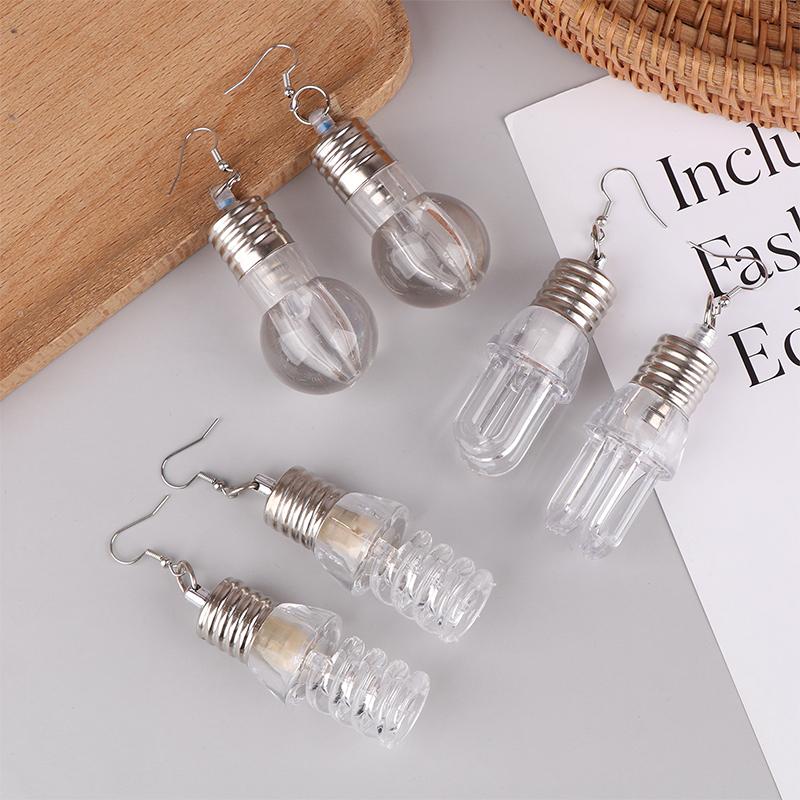 1 пара креативных женских забавных светящихся сережек-подвесок в виде лампочки, женские разноцветные лампочки, серьги-кольца, подарок лучшим друзьям