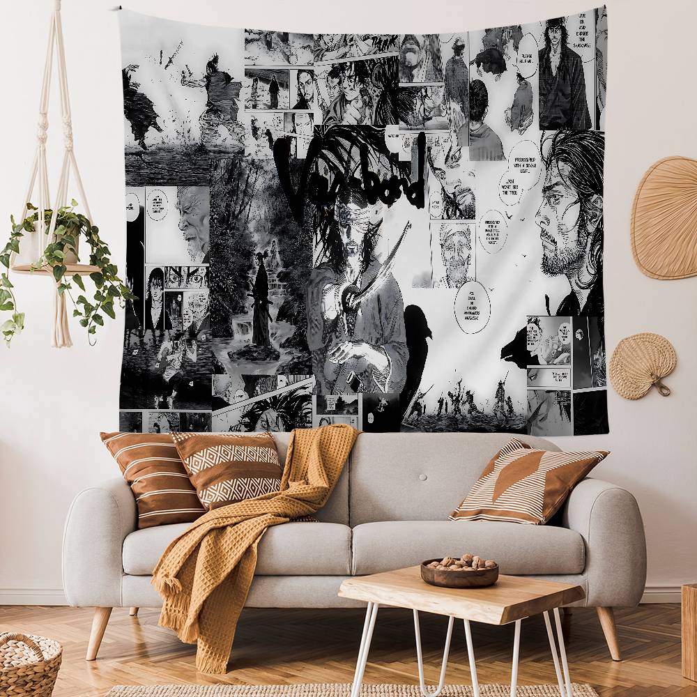 Anime Vagabond Tapestry Art Printing Japanese Wall Tapestry Anime Wall Hanging Home Decor
