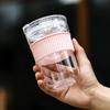 460ml Transparent Coffee Cup Portable Water Cup Milk Mug with Lid and Anti-scalding Cup Sleeve Girl Student Household Office Mug