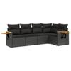 VidaXL Salon de Jardin avec Coussins 5 pcs, Canapés de Terrasse, Ensemble de Meubles de Patio, Mobilier d'Extérieur, Noir 3226783