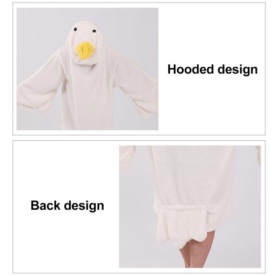 Худи-одеяло гусь, комбинезон, оверсайз, носимое одеяло-худи с рукавами для взрослых и детей, теплый уютный флисовый спальный мешок