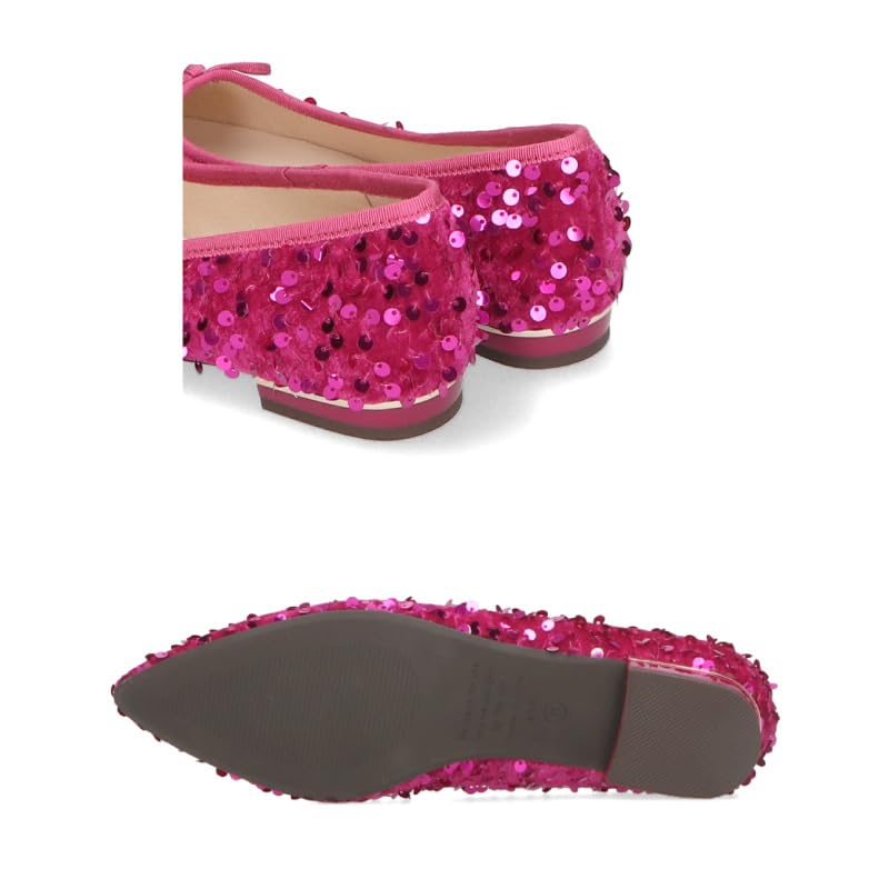 Балетки Пуанты 41315 см [Oriental Traffic] Туфли-лодочки, Обувь, Балетки, Носок, Блестки, Сверкающие, Лента, Повод, Великолепные, Женские, СЕРЫЙ, 26.0