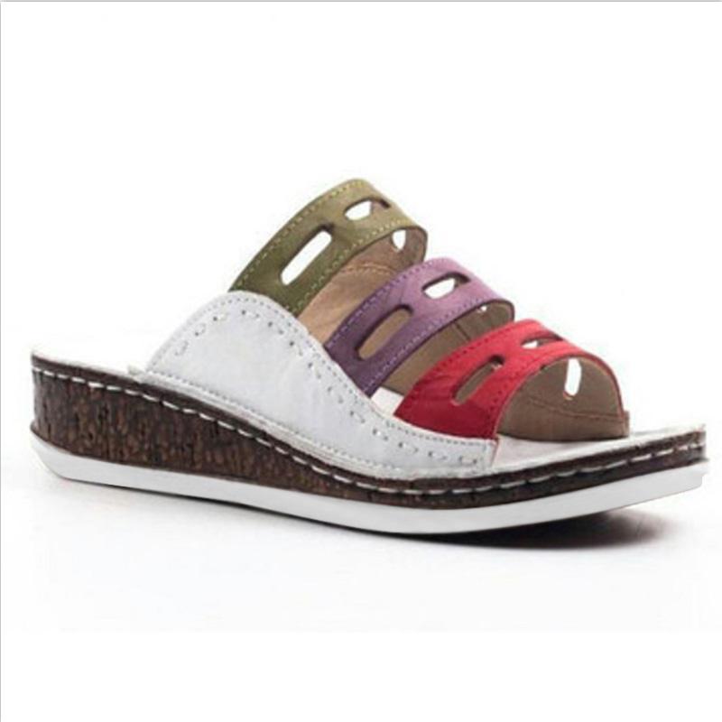 Мода Босоножки на платформе Женская обувь Туфли с открытым носком Женские пляжные сандалии Женские ретро женские тапочки Дышащая обувь Zapatos De Mujer