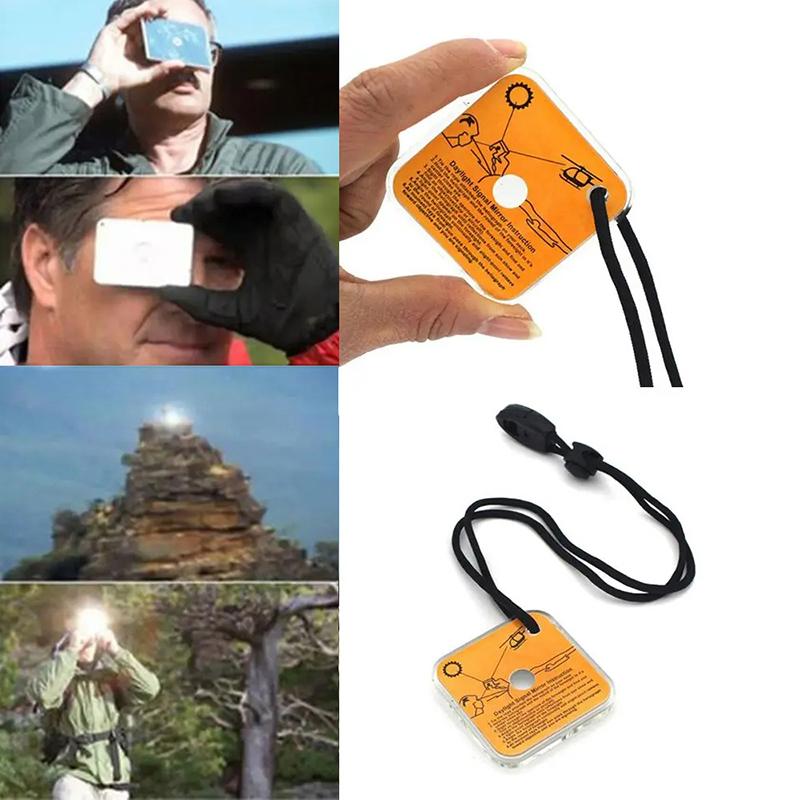 Outdoor Survival Reflective Signal Mirror For Hiking Camping First Aid Supplies