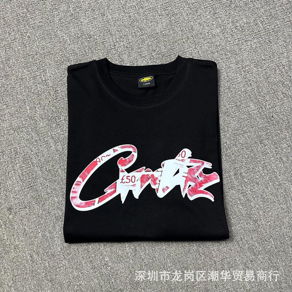 24SS Cross-border European and American trendy brand Corteiz Alcatraz red shadow letter print short-sleeved T-shirt men and women loose