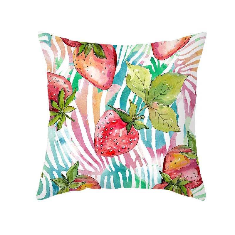 Summer Colourful Fruit Print Pillowcase Sofa Decorative Cushion Covers Plant Ststyle Pillowcases Decor Cushion Cover For Bedside