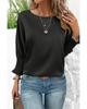 Black Shirred Dolman Sleeve Satin Blouse