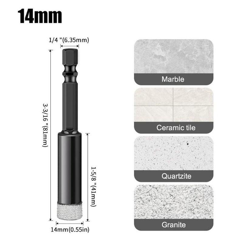 Алмазное сверло с шестигранным хвостовиком, сухое вакуумное сверление, наборы коронок, алмазное сверло для угловой шлифовальной машины, резак для плитки, кольцевая пила, инструменты