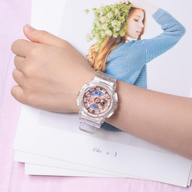 Casio Женские часы с двойным дисплеем (жидкокристаллический/аналоговый) Серия Gold GMA-S110SR-7APR