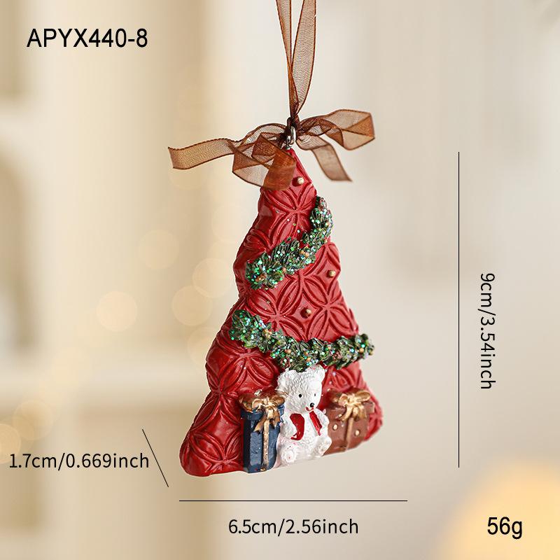New resin painted pendant Christmas tree decoration colorful retro three-dimensional bells American cartoon pendant
