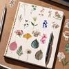 150PCS Retro Flower and Plant Stickers Decorative Waterproof Transparent Art PET Sticker Pack for Stationery and Notebook