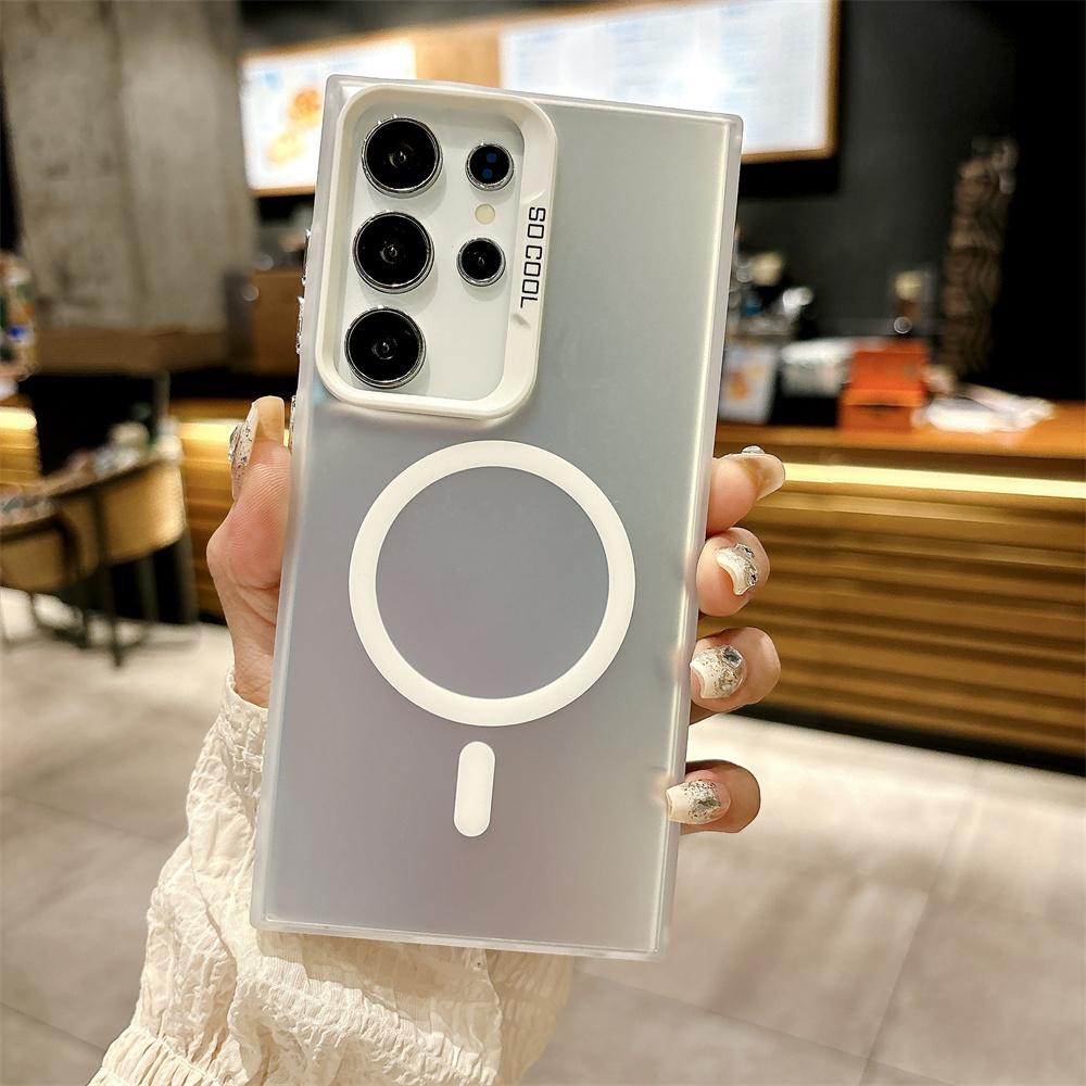 Роскошный лазерный защитный магнитный чехол для телефона для Samsung S25 S23 S24 Ultra S22 Plus S21 FE Note 20 A55 A54 A53 Чехол для Magsafe