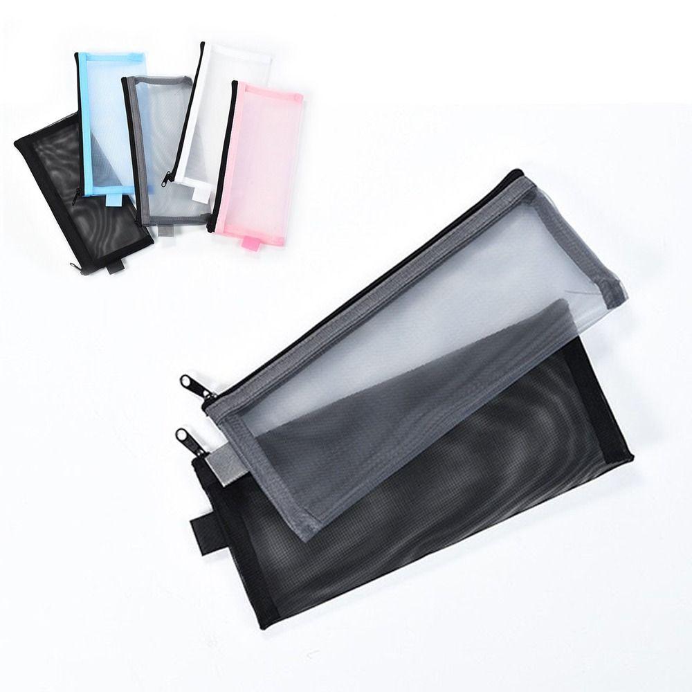 Nylon Mesh Pencil Bag Large Capacity Storage Bag Transparent Stationery Bag  Student
