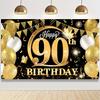 90th birthday part decorated background banner Black gold Happy 90th Birthday decorated background for men and women photography