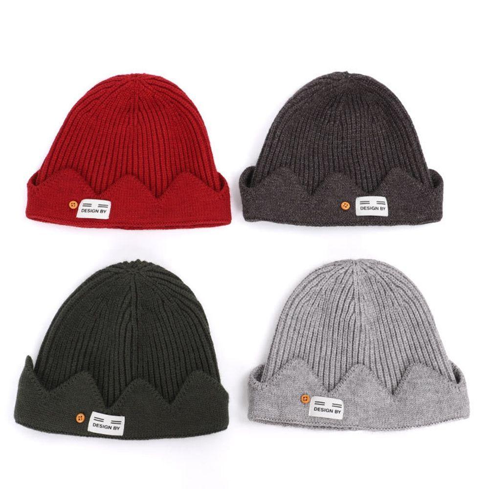 Winter Cloth Tag Skullies Cosplay Crown Wool Hat Knitted Hat Men Beanies Cap Korean Style Caps