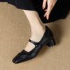2024 Новый размер 34-40 натуральная кожа обувь женская Мэри джинсы туфли на высоком каблуке квадратный носок модные офисные туфли женская обувь