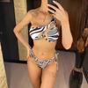 Sexy One Shoulder Underwired V-Bar Bikini Female Swimsuit Women Swimwear Two-pieces Bikini Set Bather Bathing Suit Swim