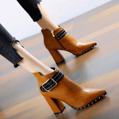 Ботинки большого размера, короткие ботильоны с острым носком, женские ботинки martin на высоком толстом каблуке, обувь в британском стиле