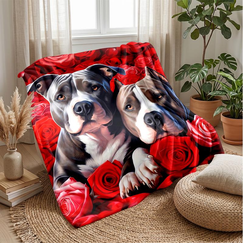 Two Dogs in Nature Theme blanket Lightweight Warm Flannel Blanket Decorative Throw Blanket for Home Decoration