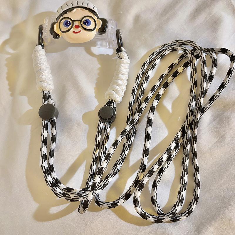 Kawaii Универсальный ремешок с зажимом для телефона, милый мультяшный длинный ремешок через плечо для женщин и девочек, нескользящий ремешок для телефона