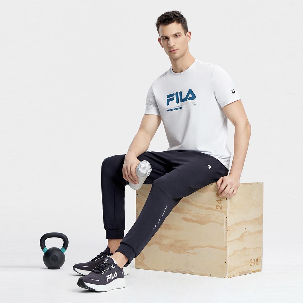 Fila Базовая Минималистичная Спортивная Фитнес Футболка с Круглым Вырезом и Коротким Рукавом для Мужчин Топы Cool-Stone-White A11M331114F-WT