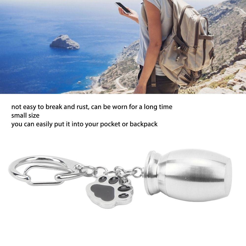 Брелок-урна для питомца из нержавеющей стали карманного размера с отпечатком лапы, прочная урна для праха питомца, памятный сувенир, прах собаки