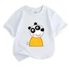 Kids Boys Girls Crew Neck Short Sleeve 100% Cotton T-Shirt Cute Cartoon Panda Printed Casual Soft Breathable Lightweight Pullover Tee for Daily Home O