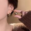 Матовое золото матовый леопардовый принт любовь серьги женские серьги-пусеты уши